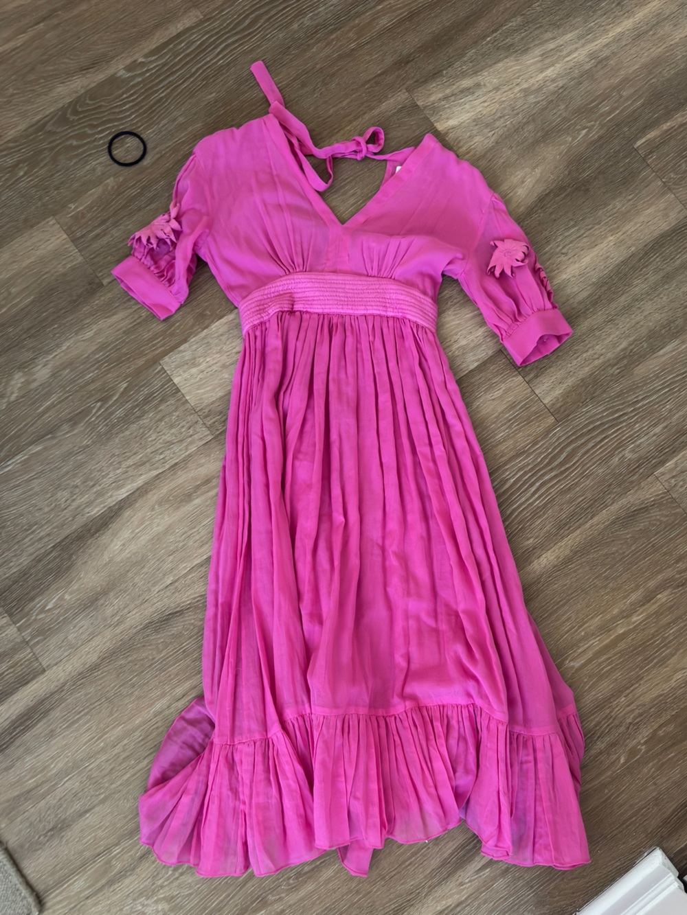CAROLINA K Fuchsia Smocked-Waist Casual Midi Dress
